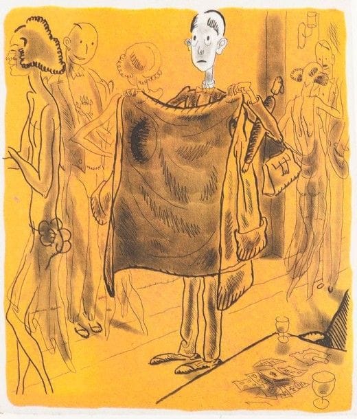VERCORS (sous son vrai nom Jean Bruller). Un homme coupé en tranches. Paris : Paul Hartmann, 1929.
— In- 8, 86  pp. , (2  ff.), couverture imprimée. Chagrin noir, plats divisés en deux larges bandes verticales de chagrin noir et de box noir, séparées par une bande blanche, dos lisse moitié chagrin noir moitié box noir, tête dorée, non rogné, couverture et dos conservés (Creuzevault).

Édition originale tirée à 459 exemplaires, illustrée de 18 eaux-fortes originales en couleurs à pleine page de l’auteur.
Un des 375 exemplaires sur vélin de Vidalon, bien relié par Creuzevault.
Frottements d’usage sur le dos et les plats.