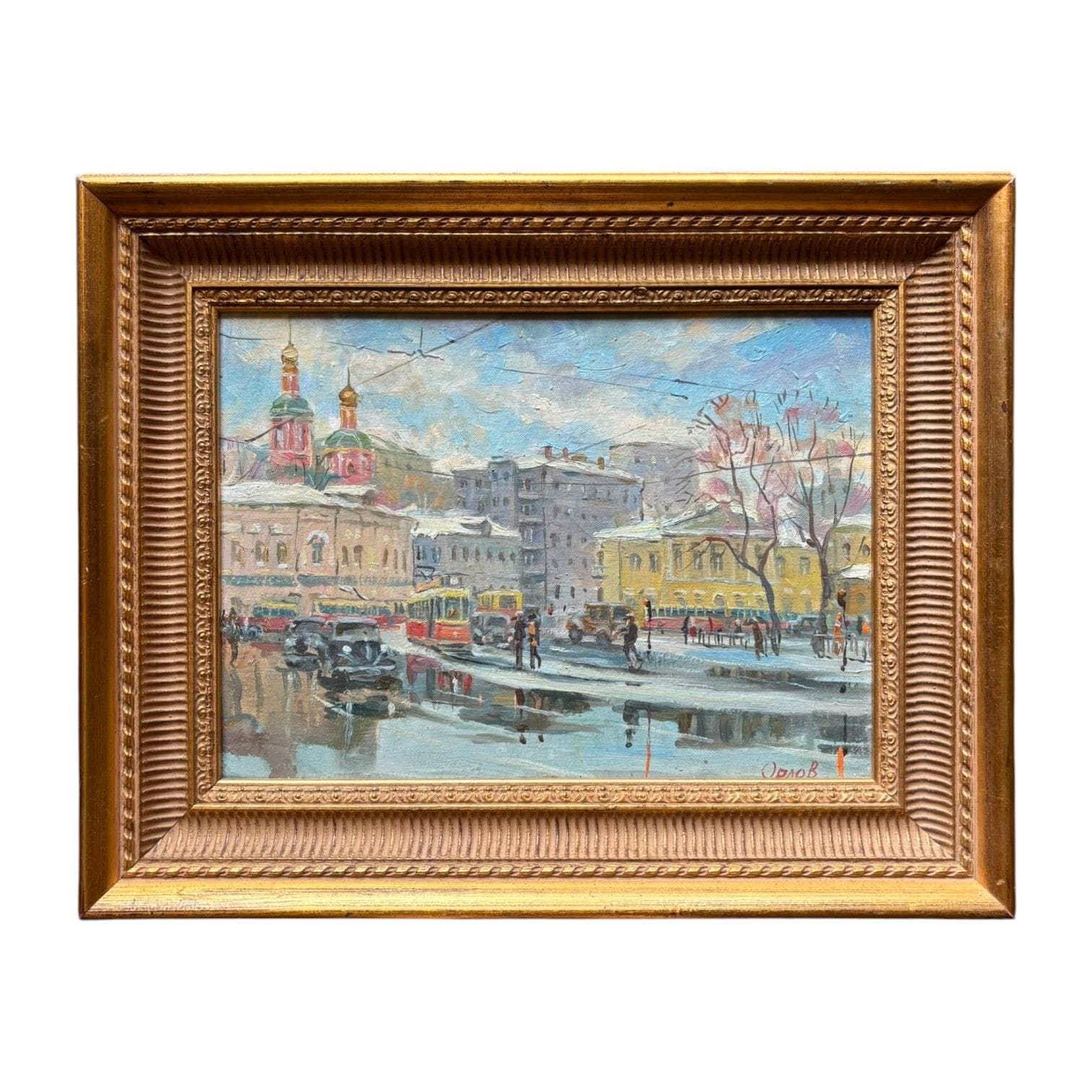 Vladimir Eugenievich ORLOV (né en 1950)
Scène de rue
Huile sur toile.
Signée en bas à droite. 
Signée et titrée au dos. 
H. : 24 cm - L. : 33 cm
(Lot vendu en l'état).