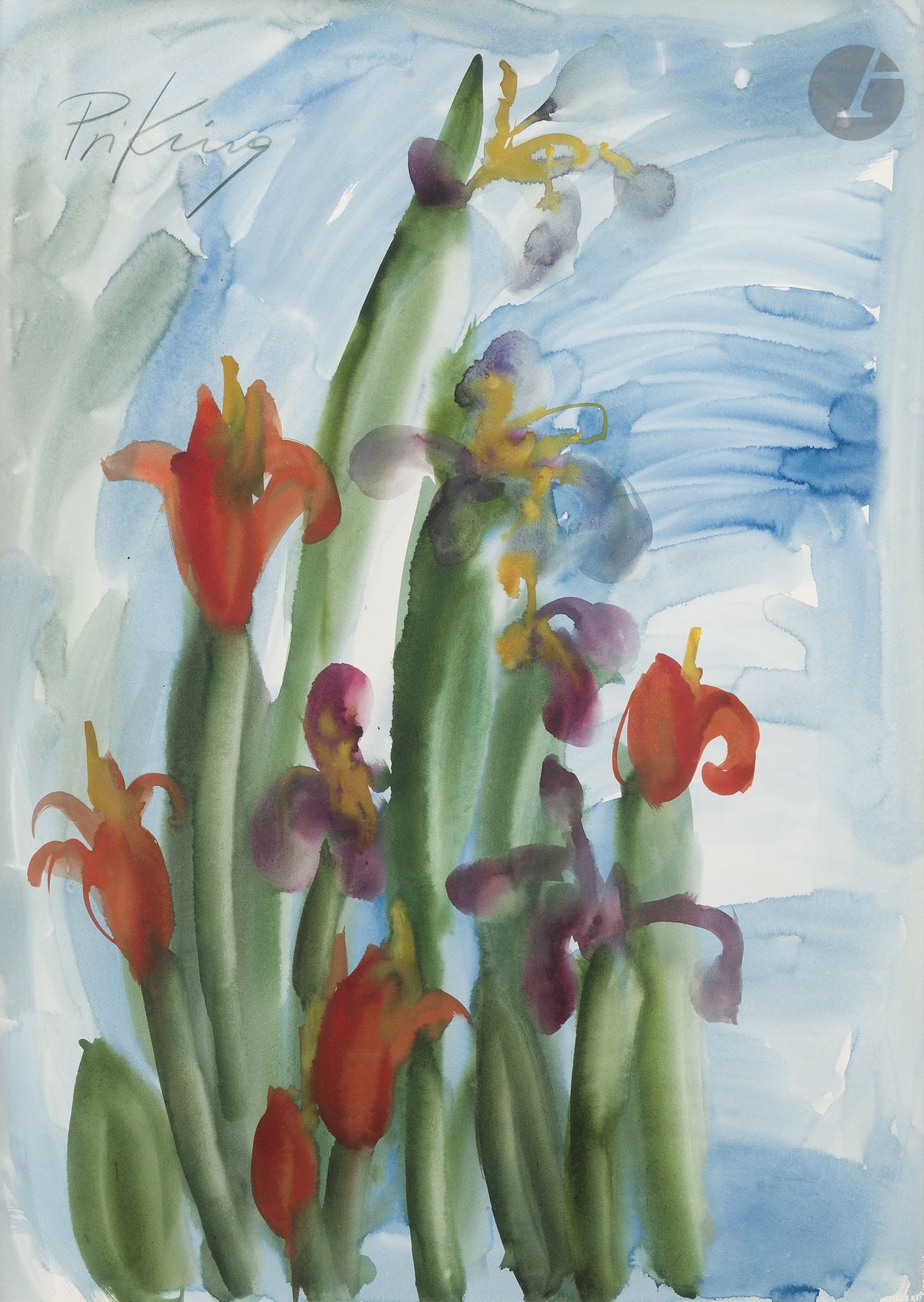 Franz PRIKING (1929-1979)
Les Iris
Aquarelle.
Signée en haut à gauche.
72 x 56 cm