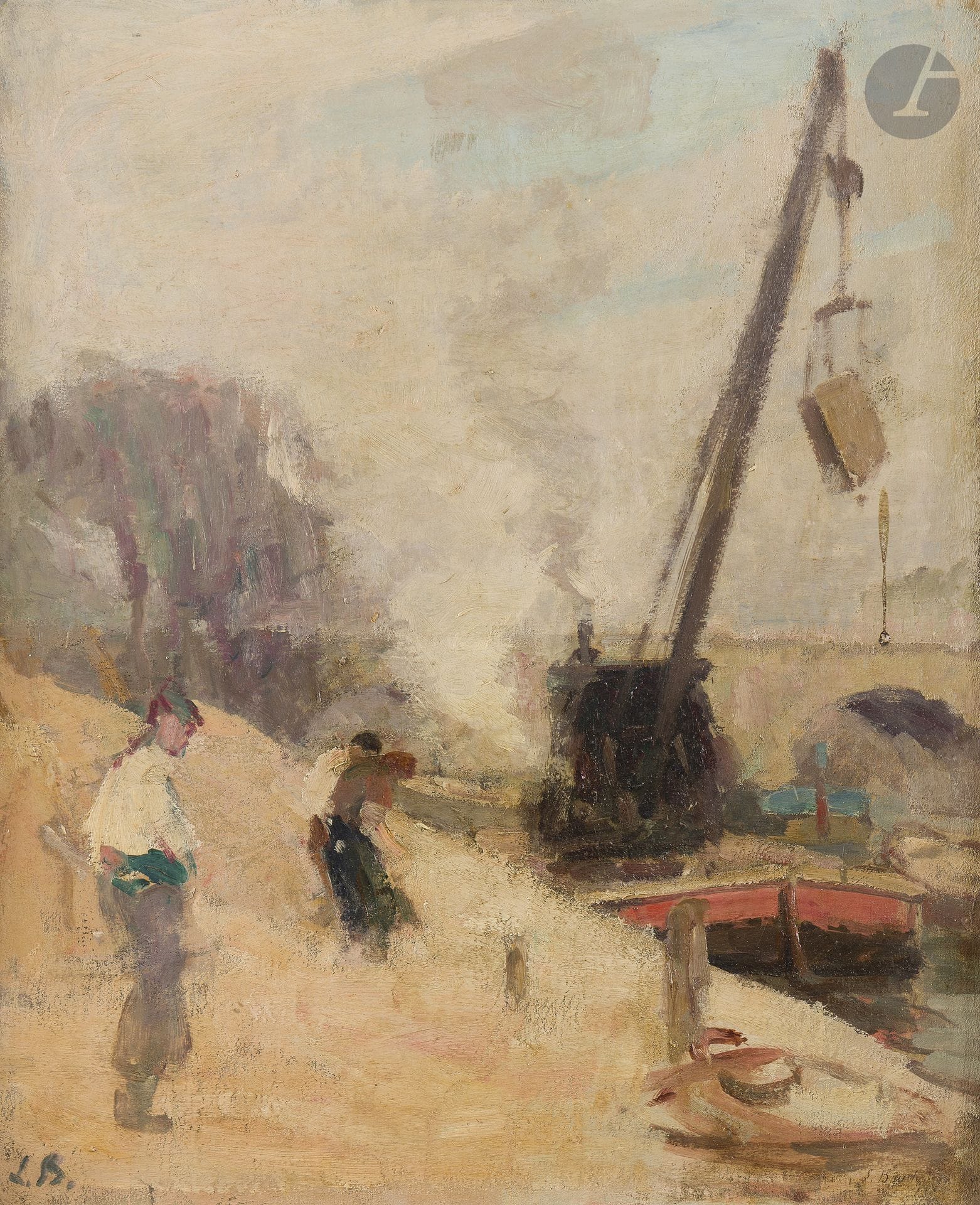 Léon-Charles BAUCHE (1878-1963)
Paris, quai animé près du pont Neuf
Huile sur toile.
Signée en bas à droite.
Monogrammée " L.B. " en bas à gauche.
61 x 50 cm