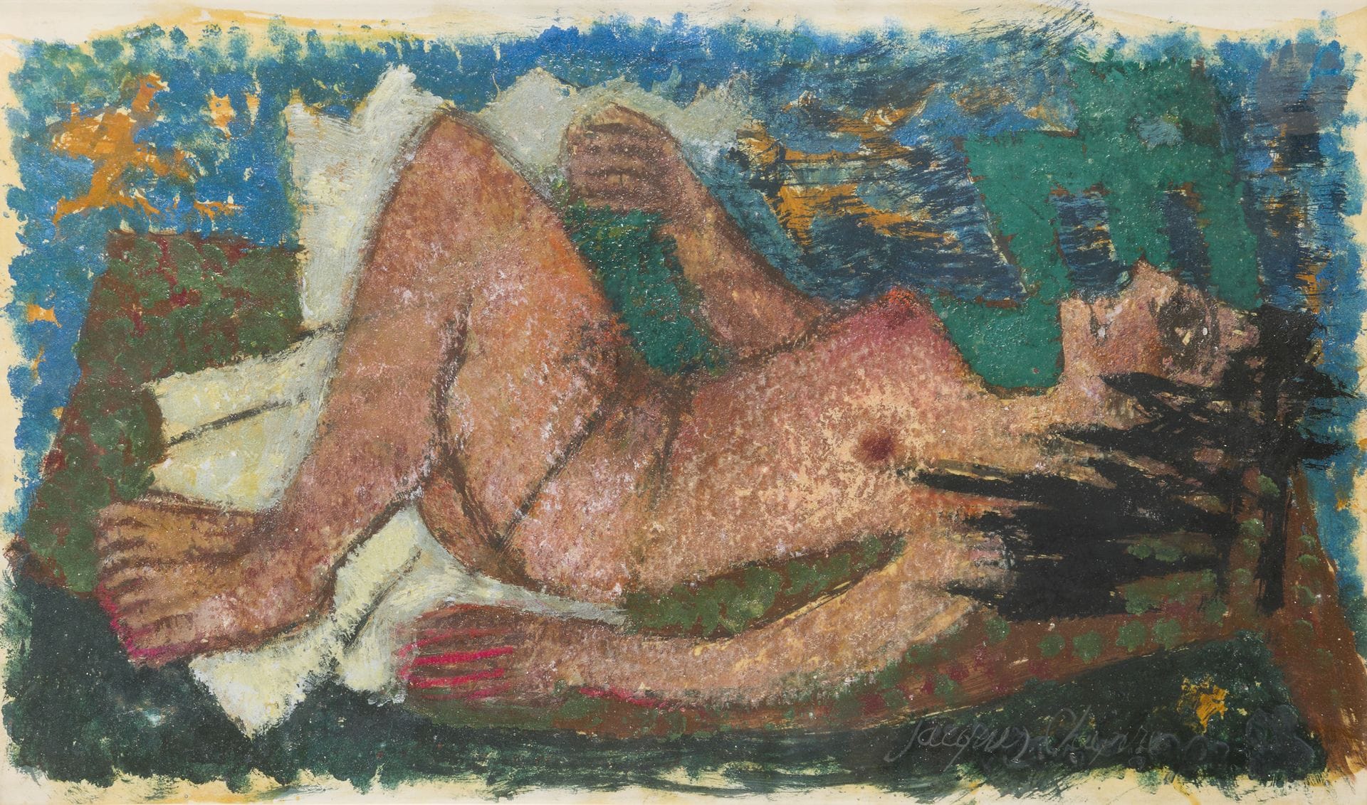 Jacques CHAPIRO (1887-1972)
Nude languid woman
Mixed media on paper.
Signed lower right.
38 x 64.5 cm