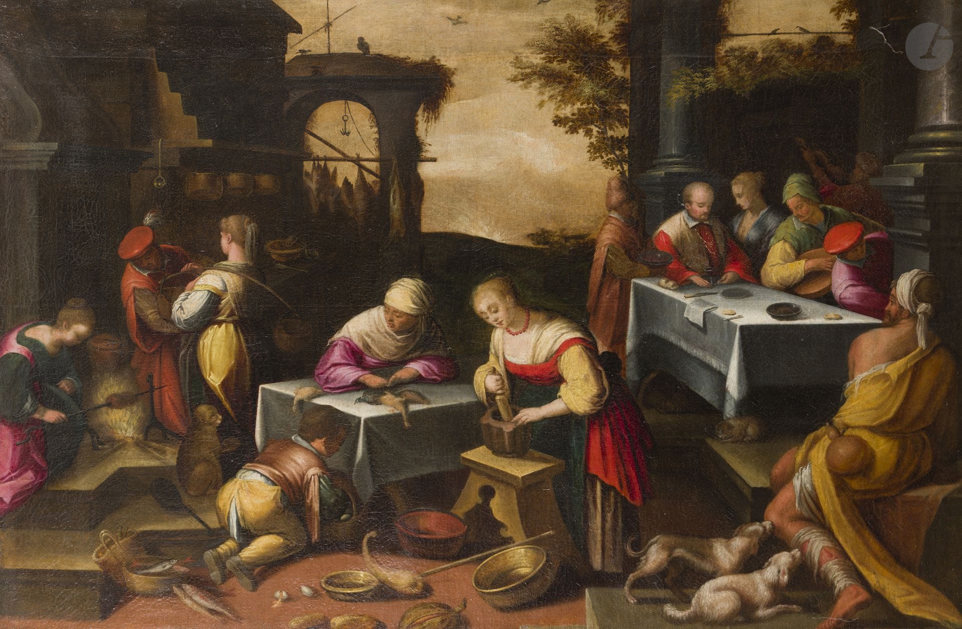 École ITALIENNE du XVIIe siècle, suiveur de Jacopo BASSANO
La parabole de Lazare et le mauvais riche
Toile d'origine
107 x 151 cm
Restaurations anciennes