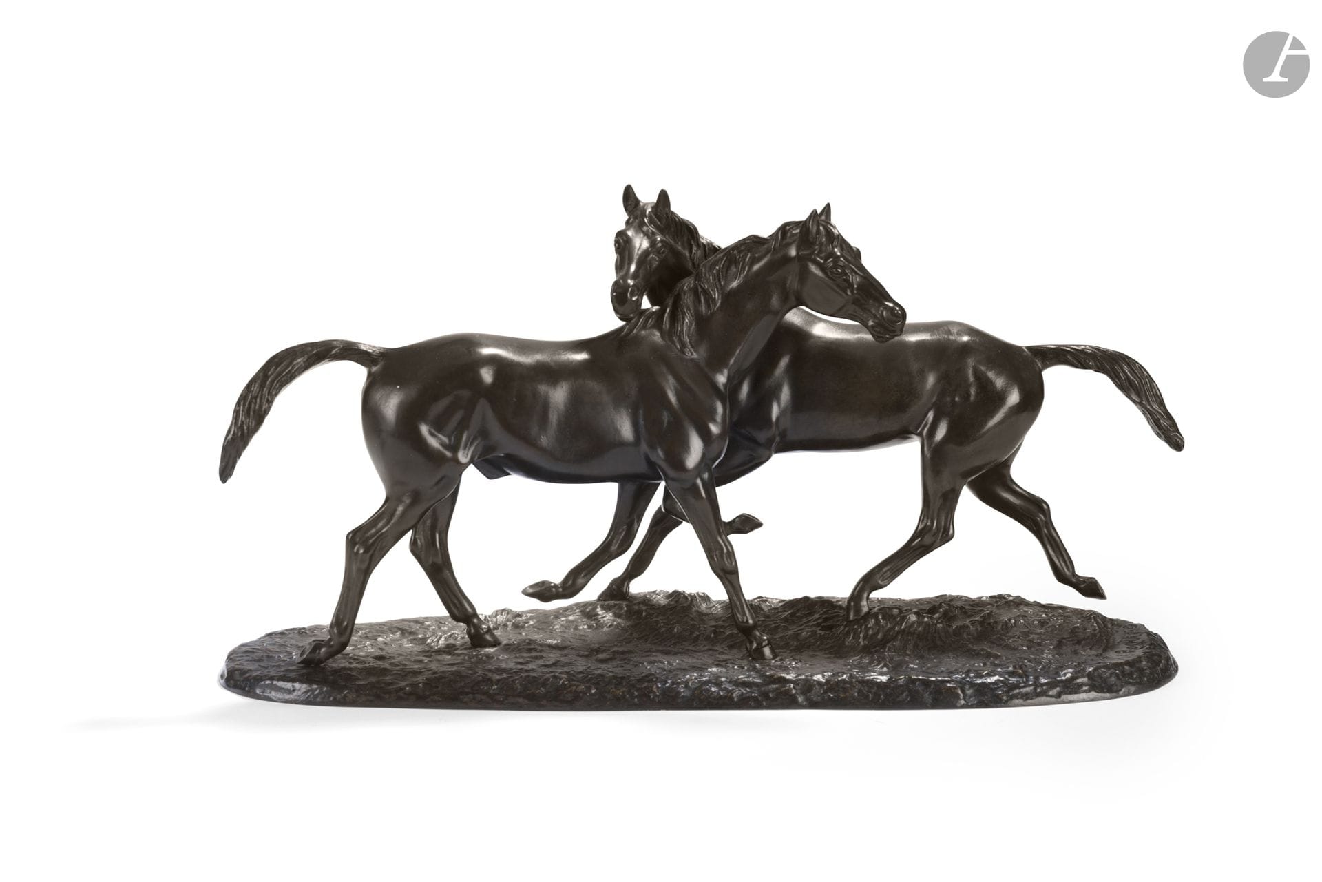 Irénée ROCHARD (1906-1984)
Couple de chevaux
Epreuve en bronze à patine brune.
Signée sur la terrasse. 
H. : 21 cm, terrasse : 40 x 12,5 cm
