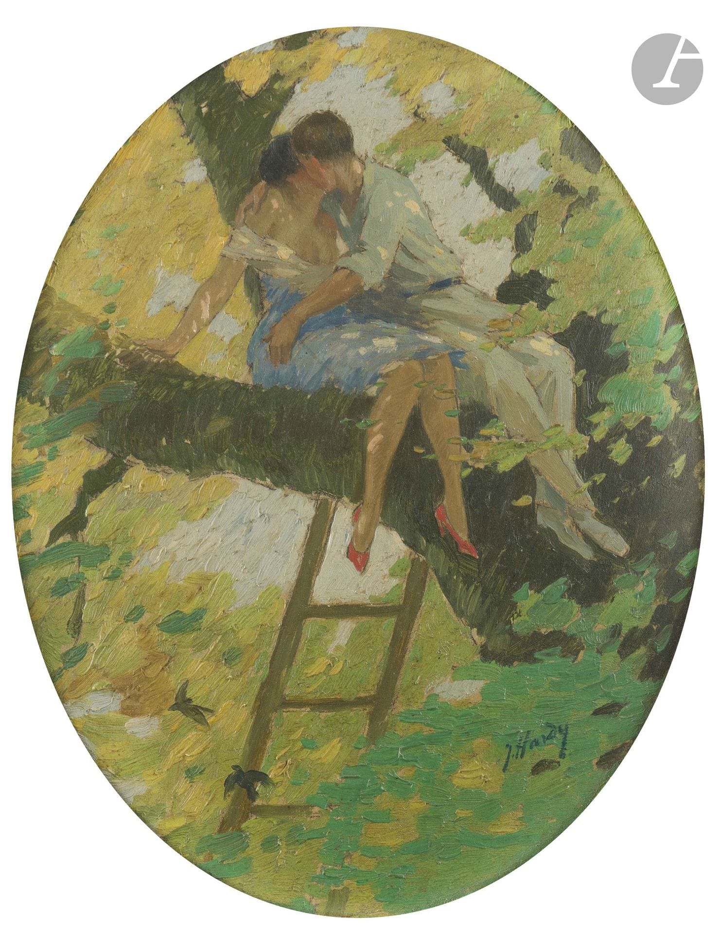 Jean HARDY (1880-?)
Le Nid - Les Fruits
Deux huiles sur panneau ovales.
Signées.
29 x 23 cm

Provenance : 
- Galerie des Beaux-Arts, Paris, 10 rue Aubert. 
- Monsieur Chrisment, Paris (étiquette au dos).