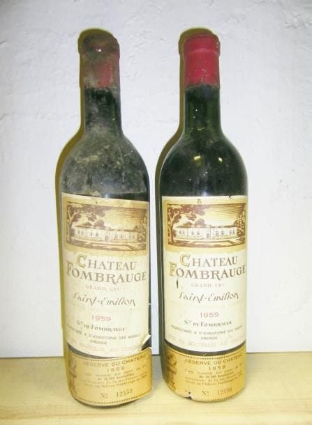 2 Bouteilles CH. FOMBRAUGE, St-Émilion 1959 (1 LB, 1 MB)