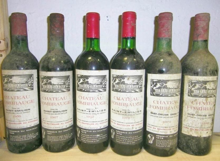 6 Bouteilles CH. FOMBRAUGE, St-émilion [2 de 1972, es, 1 LB; 1 de 1979 ets TLB, 1 de 1980 eta, . 1 de 1966 ets LB, 1 de 1967 ets]