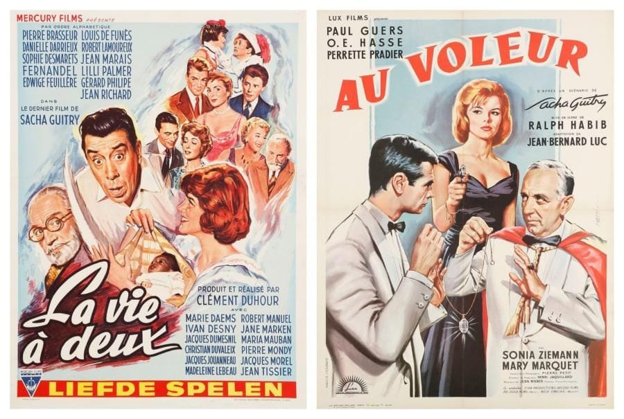 Jean MASCII (1926-2003)
2 Affiches de films, 1958-1960. La Vie à deux, 1958. Affichette belge d'après Mascii impr. par Maurice Panneels à Bruxelles (50x37cm, entoilée). Au voleur!, 1960. Impr. Affiches Gaillard, Paris (80x60cm, entoilée)