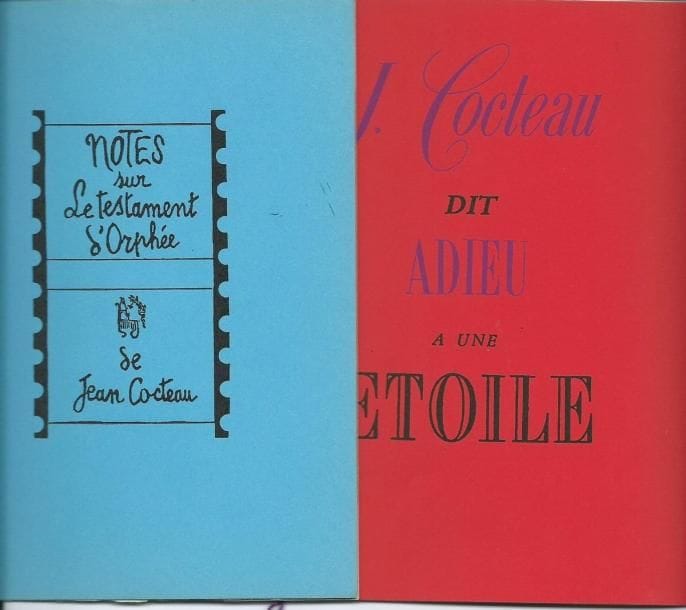 COCTEAU (Jean)
Réunion de 8 vol. in-4, in-8 ou in-12 br., certains en édition originale. Adieu à Mistinguett. 1956; 1/10 sur Hollande. - Notes sur le Testament d'Orphée. 1960; 1/11 sur vergé. - Le Testament d'Orphée. 1960; 1/11 sur vergé. - Une Encre de lumière. 1989. - L'Ange Heurtebise. R. Bonargent. 1989. - Lettre à San Antonio. 1994; 1/50 sur vergé. - Carnet de l'Amiral X[...]. 1997; 1/33 sur Johannot. - L'Aigle à deux têtes