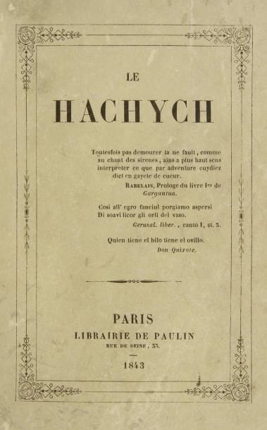 [LALLEMAND (François)]
Le Hachych. Paris: Librairie de Paulin, 1843. - In-12, (2 ff.), 229 pp., couverture imprimée. Demi-veau vert sombre, dos lisse orné, tête jaspée, non rogné, couverture et dos conservés (Ateliers Laurenchet). Édition originale rare de cet ouvrage prophétique du chirurgien et professeur à la Faculté de Montpellier François Lallemand (1790-1853), ami et disciple de Pierre Leroux. L'auteur raconte un rêve fait sous l'emprise du haschich, la drogue en vogue à l'époque, où il se voit vivre en 1943 et rapporte les événements et les nouveautés survenus depuis un siècle. Lallemand prédit ainsi "la substitution de l'électricité au charbon, la propulsion des bateaux par hélices, le percement du canal de Suez et de celui de Panama, les tunnels sous les Alpes et sous les Pyrénées, la prééminence des États-Unis sur l'Angleterre, la perte, par celle-ci, de l'Inde et des "deux Canada", la confédération des pays latins, l'union monétaire, etc. (...) Ce petit livre, que personne ne prenait au sérieux au début, attira l'attention de tous aux abords de la Révolution de 48 qui vit la réalisation de plusieurs de ses prophéties" (Louis Dulieu, in Revue d'histoire des sciences, 1975, pp. 136-137). Ce texte fut pour l'auteur un moyen pour exprimer ses idées sociales et politiques, vantant le principe de la démocratie, désirant que l'éducation soit accessible à tous, etc. L'ouvrage reparaîtra en 1848 avec en sous-titre: Révolution politique et sociale de 1848 prédite en 1843. Exemplaire lavé, très bien relié par les ateliers Laurenchet. Il est complet des couvertures qui ont été restaurées de même que le faux-titre.