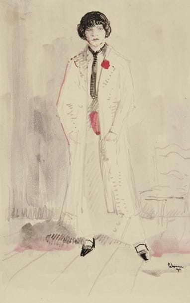 Jean-Emile LABOUREUR (1877-1943)
La Garçonne, 1911. Dessin au lavis d'encre de chine et aquarelle sur vélin. Signé et daté en bas à droite. 24,2 x 15,5 cm