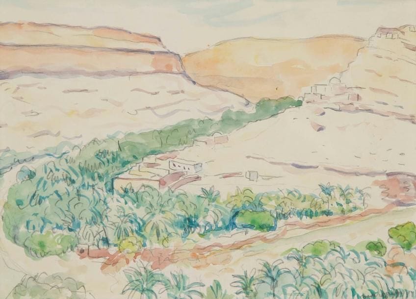 Albert Marquet (1875-1947)
Gorges de Ghoufi (ou Rhoufi), Aurès (Algérie), 1939. Aquarelle. Signée en bas à droite. 17 x 24 cm. Un certificat du Wildenstein Institute sera remis à l'acquéreur