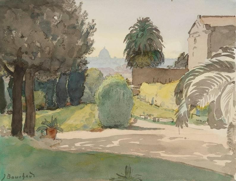 JEAN BOUCHAUD (1891-1977)
Villa en Italie. Aquarelle. Signée en bas à gauche. 27 x 35 cm
