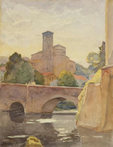 JEAN BOUCHAUD (1891-1977)
Village en Italie. Aquarelle. Signée en bas à gauche. 35 x 27 cm