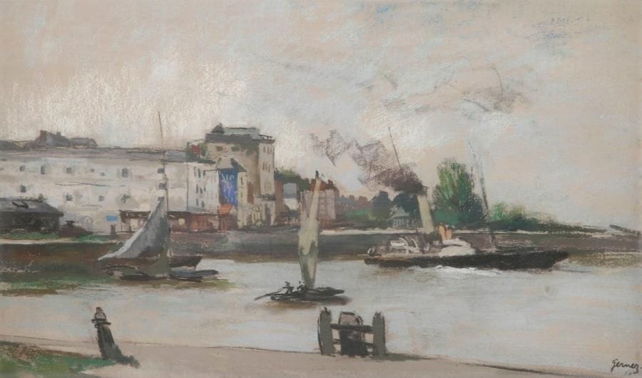 Paul-élie GERNEZ. (1888-1948)
Le Port de Honfleur, 1928. Pastel. Signé et daté en bas à droite. 42 x 69 cm