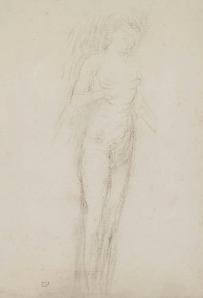 Pierre BONNARD (1867-1947)
Nu debout. Dessin au fusain. Porte le cachet du monogramme en bas à gauche. (Lugt 3888). 31 x 21,5 cm