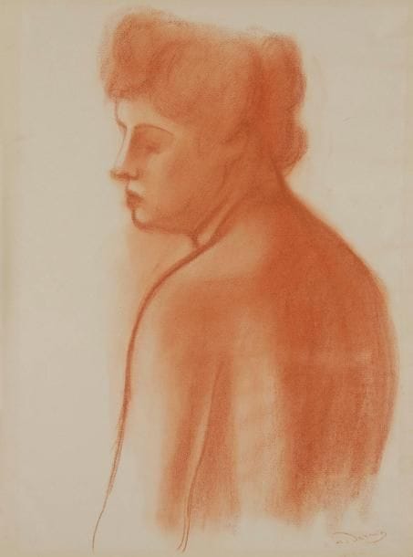 André DERAIN (1880-1954)
Profil de femme. Dessin à la sanguine. Signé en bas à droite. 62 x 48 cm
