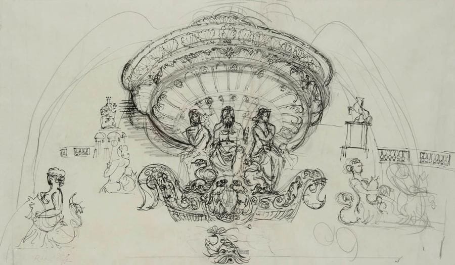 Raoul DUFY (1877-1953)
Paris, la Fontaine de la place de la Concorde. Dessin à l'encre. Porte le cachet de la signature en bas à gauche et le cachet «Raoul Dufy Collection H. G.». 50 x 85 cm