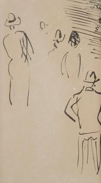 Raoul DUFY (1877-1953)
Aux courses. Dessin à l'encre. Non signée. 20 x 11 cm