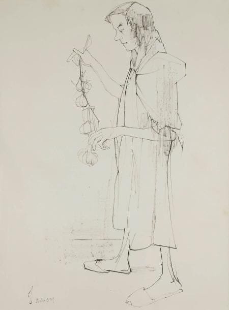 JEAN JANSEM (1920-2013)
Femme à la fleur. Dessin à l'encre. Signé en bas à gauche. 63 x 49 cm
