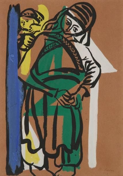 Bedri RAHMI EYÜBOGLU [turc] (1911-1975)
Femme à l'enfant, 1951. Gouache. Signée et datée en bas à droite. 32 x 23 cm