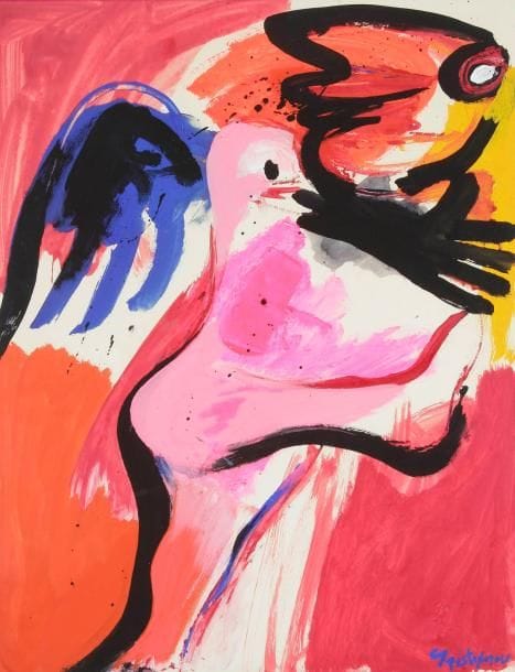 John CHRISTOFOROU [grec] (né en 1921)
Le Petit ange, 1971. Gouache. Signée en bas à droite. Datée et titrée au dos. 64 x 50 cm