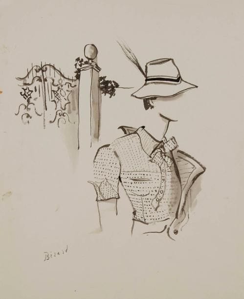 Christian BÉRARD (1902-1949)
Étude d'homme au chapeau pour Vogue. Dessin à l'encre. Signé en bas à gauche. (Petites déchirures en marges et taches). 43,5 x 35 cm. Provenance:. Vente Boris Kochno, Paris, 1975