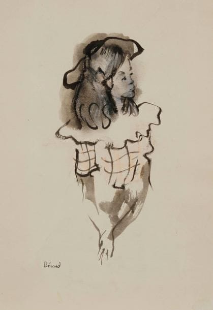 Christian BÉRARD (1902-1949)
Gigi - Femme au chapeau rose. Dessin double-face à l'encre, lavis d'encre et aquarelle. Porte le cachet de la signature en bas à gauche. 31,5 x 23 cm. Provenance:. Galerie Lucie Weill, Paris