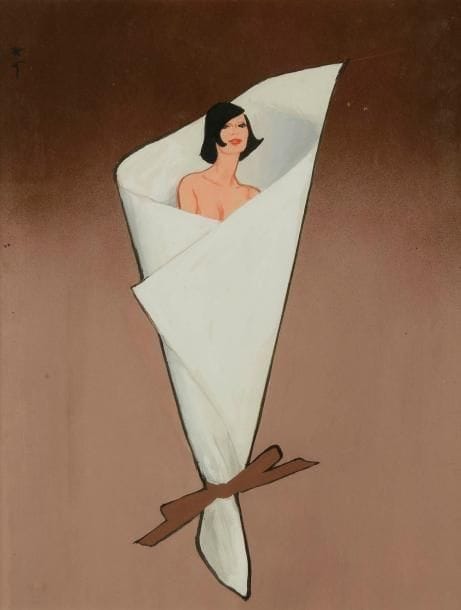 René GRUAU (1909-2004)
Femme bouquet - Projet pour un parfum Dior. Gouache. Signée en haut à gauche. 42 x 32 cm