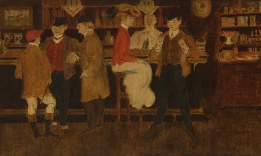 GEORGE BOTTINI (1874-1907)
Personnages au zinc, 1903. Aquarelle, encre de chine et traits de mine de plomb. 20,2 x 34,2 cm
