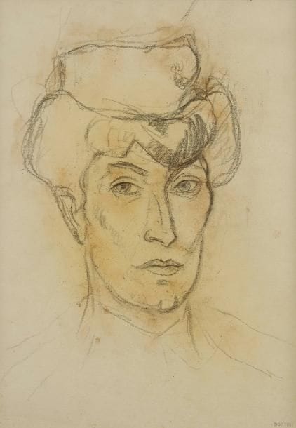 GEORGE BOTTINI (1874-1907)
Portrait de femme. Dessin à la mine de plomb et rehauts d'aquarelle. Timbre de l'atelier en bas à droite. 35 x 24,8 cm