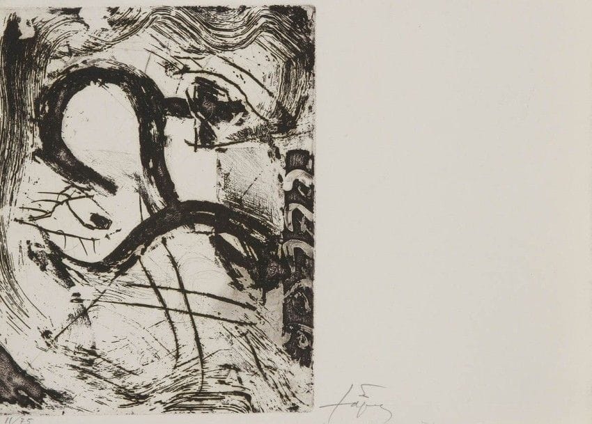 Antoni TàPIES (né en 1923)
Composition
Gravure au carborundum.
Signée et numérotée sur 75.
20 x 16 cm