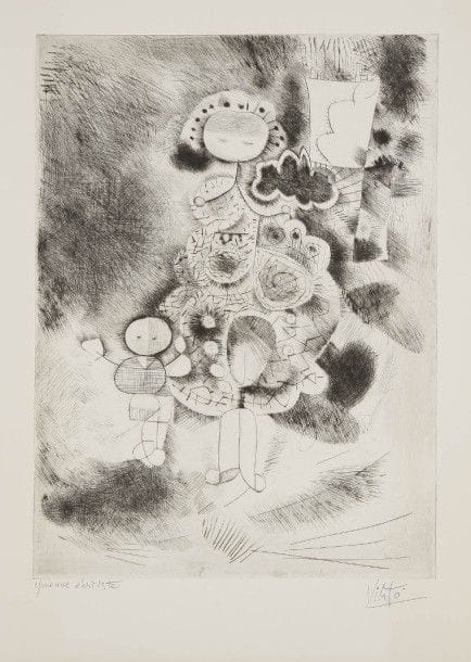 Javier VILATO (1921-2000)
Femme et enfant
Eau-forte.
Signée et annotée Épreuve d’artiste.
47 x 35 cm