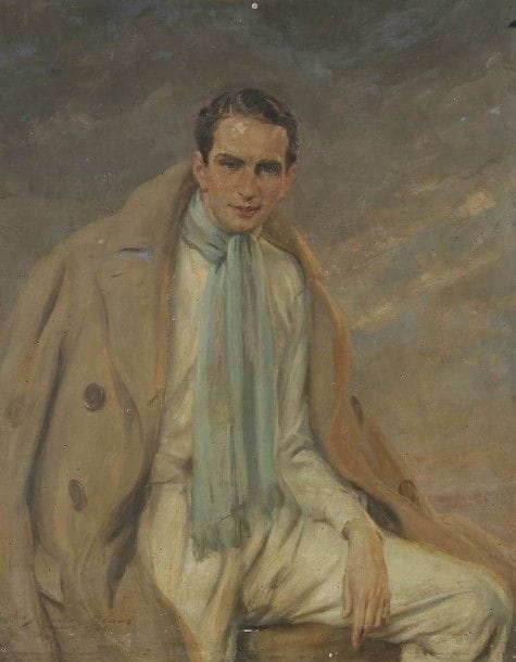 Giulio DE BLAAS (1888-1934)
Homme à l’écharpe bleue, 1928
Huile sur panneau.
Signée, datée et située Venise en bas à gauche.
(Accidents).
101 x 79 cm