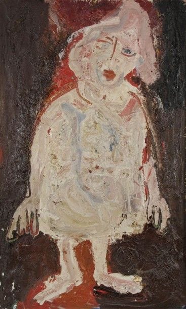 Bernard DAMIANO (1926-2000)
Portrait de femme en pied
Huile sur toile.
Signée au dos.
(Petits manques).
146 x 89 cm