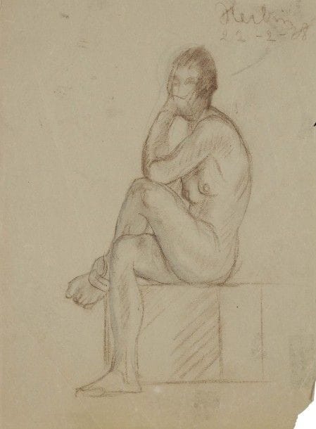 ÉCOLE FRANÇAISE
Étude de femme, 1928
Dessin à la sanguine.
Porte une signature en haut à droite.
(Pli et manque dans un angle).
33 x 24,5 cm