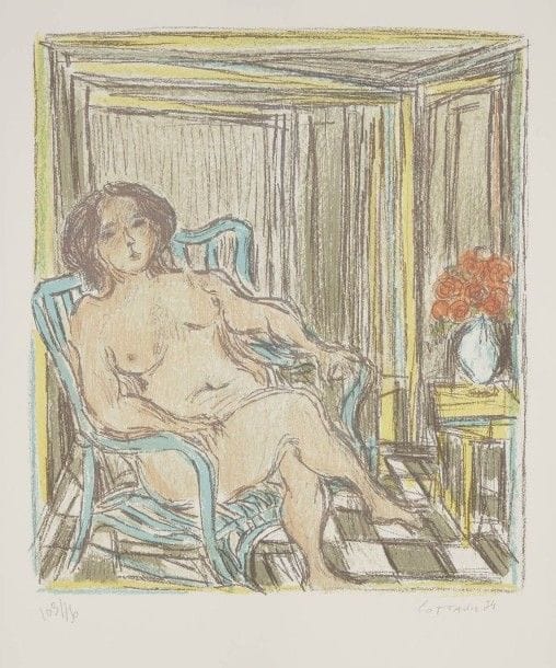 André COTTAVOZ (1922-2012)
Femme nue assise, 1974
Lithographie.
Signée, datée et numérotée sur 150.
73 x 53 cm