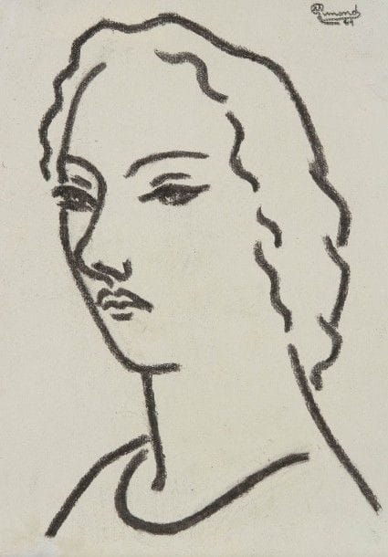 Marcel GIMOND (1894-1961)
Tête de femme, 1941
Dessin au fusain.
Signé et daté en haut à droite.
28 x 15 cm