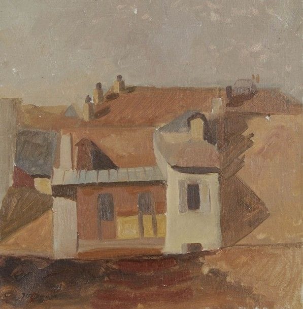 J. M. GRANDJEAN (XXe siècle)
Les Toits, 1960
Huile sur toile.
Signée et datée en bas à gauche.
36 x 35 cm