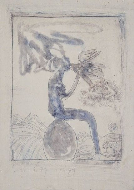 Georges ITEM (1927-1990)
Femme à l’oiseau, 1974
Technique mixte et grattage sur papier.
Signée et datée en bas à gauche.
33 x 23 cm