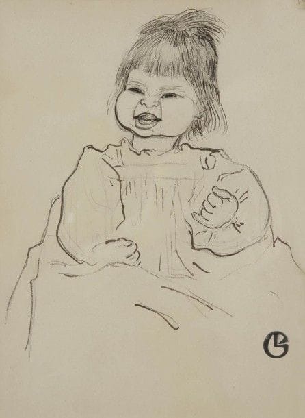 Georges LACOMBE (1868-1916)
Portrait de sa fille Nigelle
Dessin à l’encre et crayon.
Porte le cachet du monogramme en bas à droite.
(Plis).
27 x 21 cm