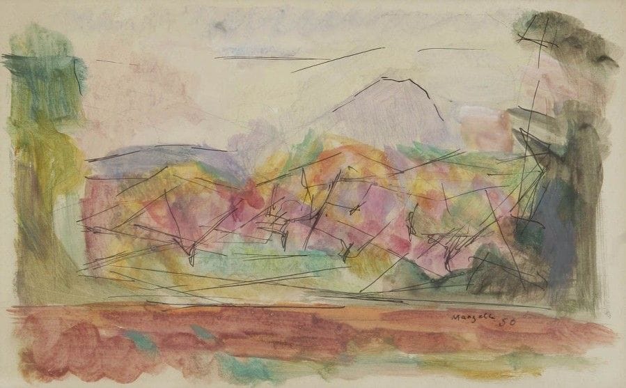 Jean MARZELLE (1916-2005)
Montagne Sainte-Victoire
Aquarelle.
Signée en bas à droite.
30 x 19 cm