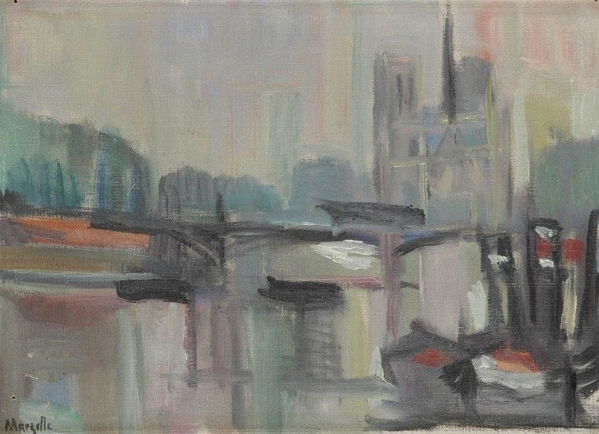 Jean MARZELLE (1916-2005)
Paris, la Seine et Notre-Dame
Huile sur toile.
Signée en bas à gauche.
24 x 33 cm