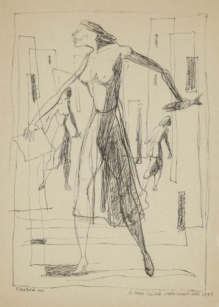 Frantisek MATOUSEK [tchèque] (1901-1961)
Personnages, 1947
Dessin à l’encre.
Signé et daté en bas à gauche.
Dédicacé en 1948 en bas à droite.
42 x 30 cm