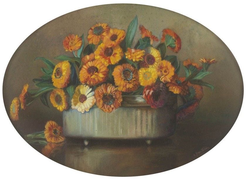 Yann NIBOR (1857-1947)
Bouquet de soucis
Pastel.
Signé en bas à droite.
(Petites piqûres en haut).
39 x 58 cm