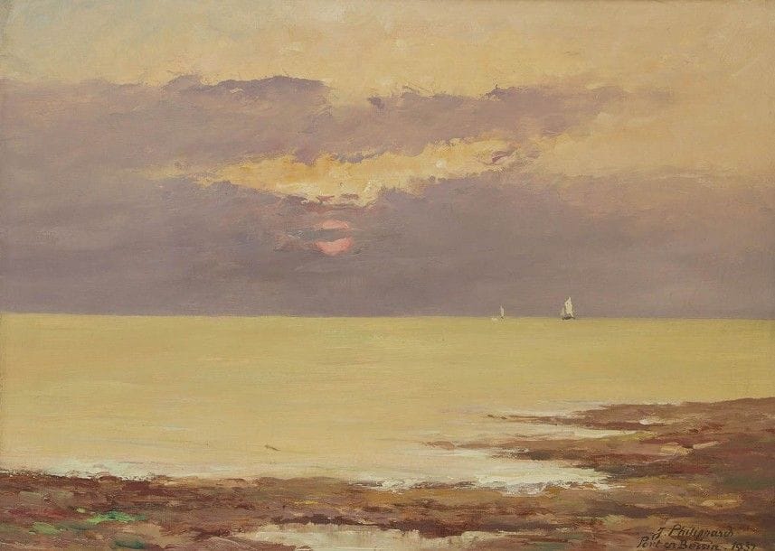 J. PHILIPPARD (XXe siècle)
Vue de Port-en-Bessin, 1937
Huile sur isorel.
Signée, datée, située en bas à droite.
29 x 41 cm