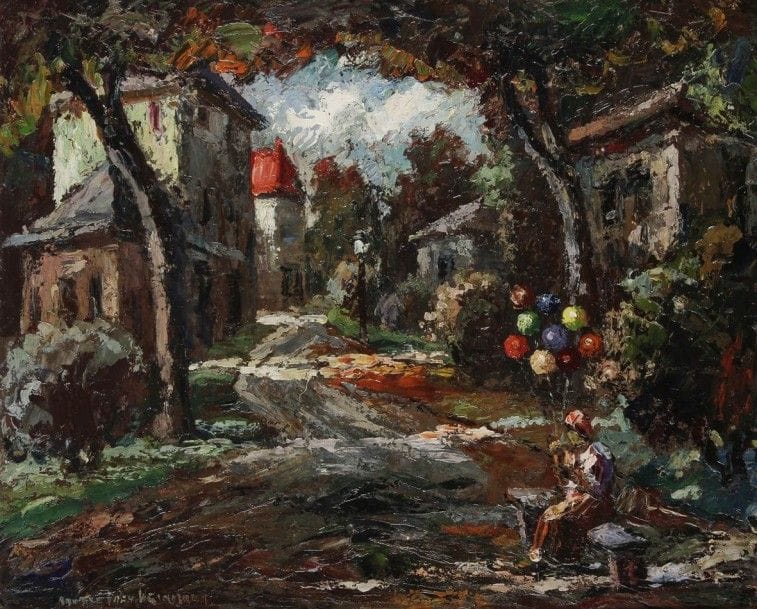 Maurice VAGH-WEINMANN (1899-1986)
Rue du village
Huile sur isorel.
Signée en bas à gauche.
50 x 61 cm