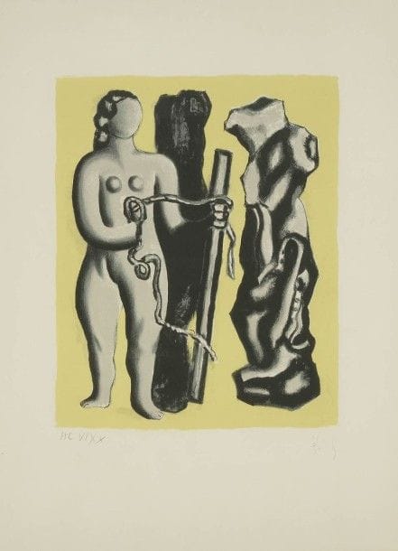 Fernand LéGER (1881-1955)
Femme sur fond jaune, 1952
Lithographie.
Signée, justifiée « H.C » et numérotée sur 150. 
Mourlot éditeur.
41,5 x 32,8 cm
Provenance : 
Collection André Lejard, Paris.