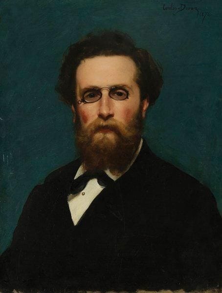 Charles Émile CAROLUS-DURAN (1838-1917)
Portrait présumé du compositeur Georges Bizet, 1874 Huile sur toile. Signée et datée en haut à droite. (Rentoilage et restaurations). 65 x 50 cm