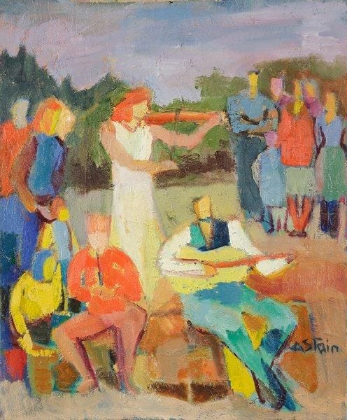 Marie ASTOIN (1923-2011)
Les Musiciens Huile sur toile. Signée en bas à droite. 61 x 50 cm