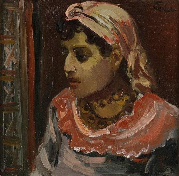 Adolphe FEDER (1886-1945)
Jeune Juive au turban Huile sur panneau. Signée en haut à droite. 23 x 23 cm Provenance: - Galerie Stern, Tel Aviv, Avril 2002. - Vente Ader, 16 novembre 2005.